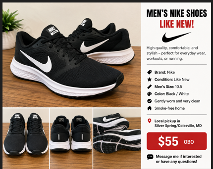 👟 Men’s Nike Athletic Shoes – Like New Condition
